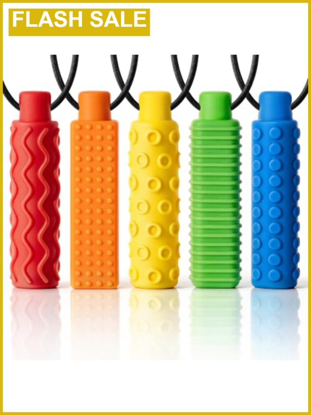 5 Pack Sensory Chew Necklaces Textured Fidget Chewlery for Autism ADHD